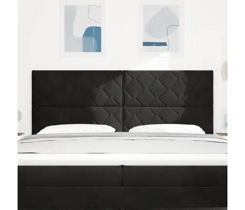 Led Gultas Galvas Balsts - Melns Dimanta Bloku Dizains - 200 Cm - Zīda Vidaxl