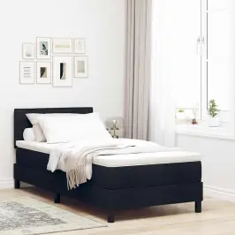 Kastītes Atsperu Gulta Ar Galvas Klāju Melns 80 X 200 Cm Audums Vidaxl