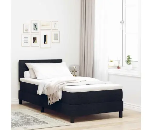 Kontinentālā Gulta Ar Matraci Melna 80 X 200 Cm Audums Vidaxl