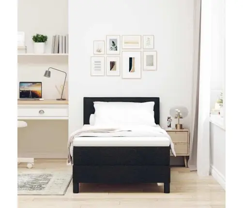 Kontinentālā Gulta Ar Matraci Melna 80 X 200 Cm Audums Vidaxl