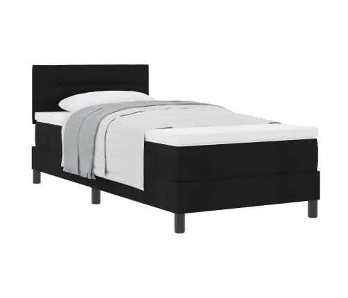 Kontinentālā Gulta Ar Matraci Melna 80 X 200 Cm Audums Vidaxl