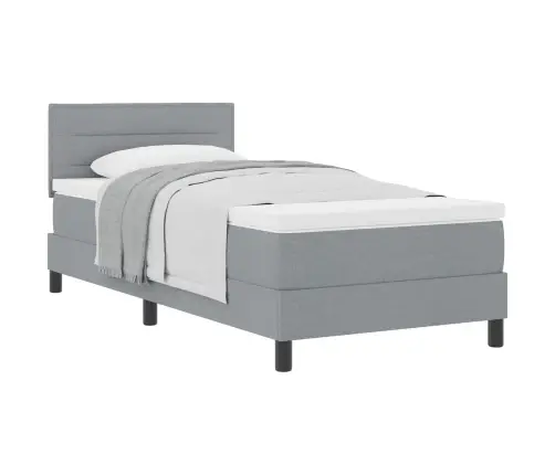 Kastes Gulta Ar Matraci Gaiši Pelēks 90X200 Cm Audums Vidaxl