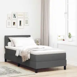 Kontinentālā Gulta Ar Matraci Tumši Pelēks 90 X 200 Cm Audums Vidaxl