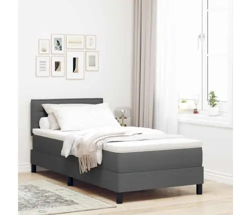 Boksspringa Gulta Ar Matraci Tumši Pelēka 90X200 Cm Audums Vidaxl