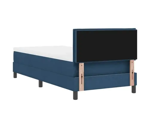 Kastīte Ar Atsperes Gultu Un Matraci Zila 90X200 Cm Audums Vidaxl