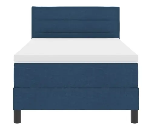 Kastīte Ar Atsperes Gultu Un Matraci Zila 90X200 Cm Audums Vidaxl