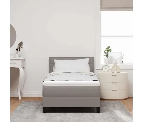 Kontinentālā Gulta Ar Matraci Pelēkbrūna 100 X 200 Cm Audums Vidaxl