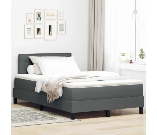 Kastveida Gulta Ar Matraci Tumši Pelēka 120X190 Cm Auduma Vidaxl