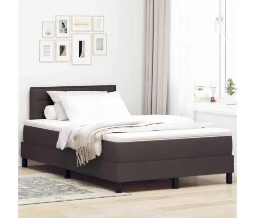 Kastes Atsperu Gulta Ar Matraci Tumši Brūns 120X190 Cm Audums Vidaxl