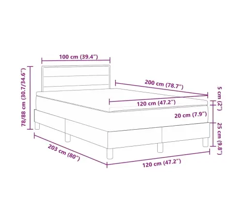 Kontinentālā Gulta Ar Matraci Tumši Brūna 120 X 200 Cm Audums Vidaxl