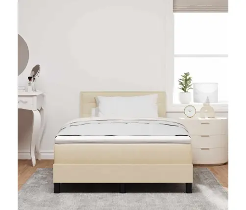 Kastes Atsperu Gulta Ar Matraci Krēmveidā 120X200 Cm Audumā Vidaxl