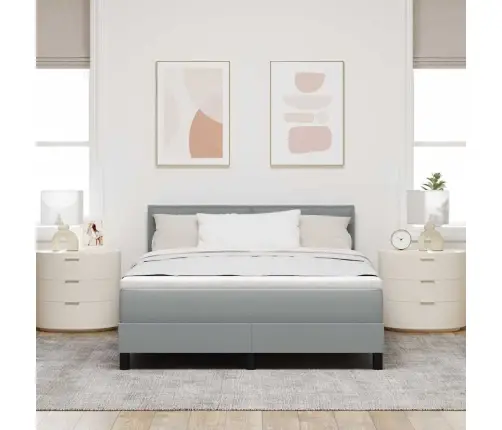 Kastītes Atsperu Gulta Gaiši Pelēks 160 X 200 Cm Audums Vidaxl