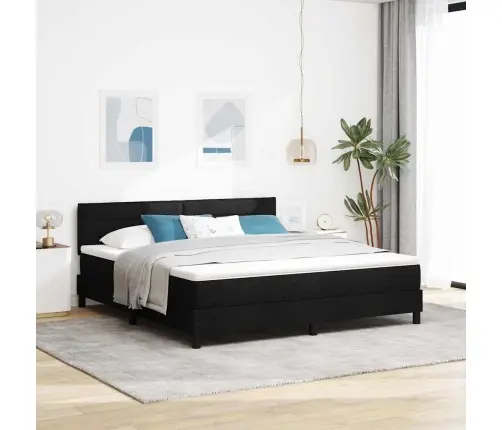 Kastītes Atsperu Gulta Ar Matraci Melna 180 X 200 Cm Audums Vidaxl