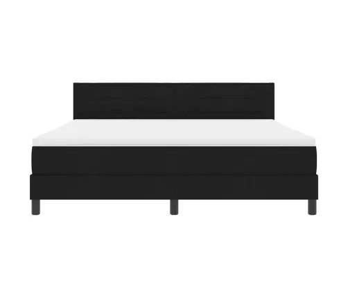 Kastītes Atsperu Gulta Ar Matraci Melna 180 X 200 Cm Audums Vidaxl