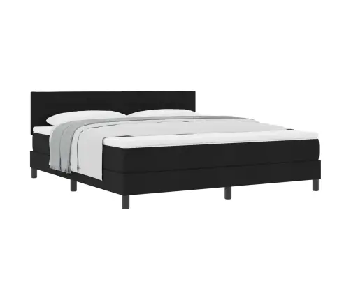 Kastītes Atsperu Gulta Ar Matraci Melna 180 X 200 Cm Audums Vidaxl