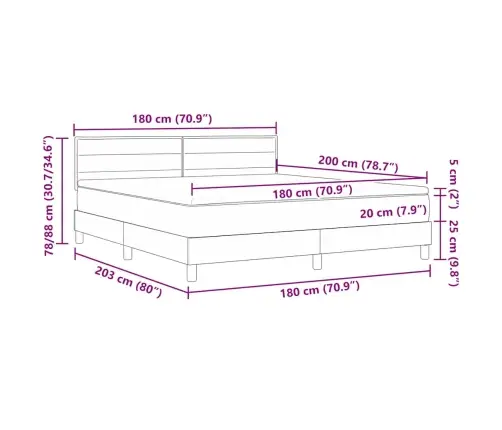 Kastītes Atsperu Gulta Ar Matraci Melna 180 X 200 Cm Audums Vidaxl
