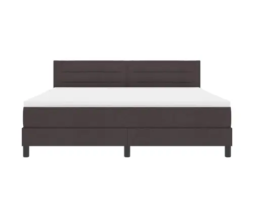 Kiemas Lova Su Čiužiniu Tamsiai Rudas 180 X 200 Cm Audinys