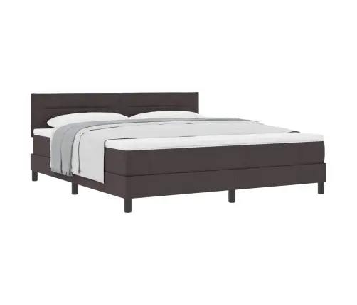 Kiemas Lova Su Čiužiniu Tamsiai Rudas 180 X 200 Cm Audinys