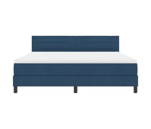 Kastītes Atsperu Gulta Ar Matraci Zila 180 X 200 Cm Audums Vidaxl