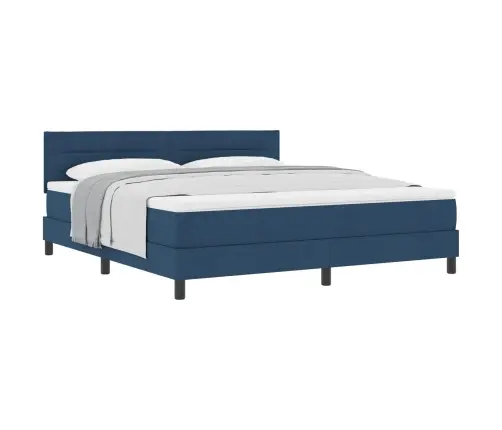 Kastītes Atsperu Gulta Ar Matraci Zila 180 X 200 Cm Audums Vidaxl