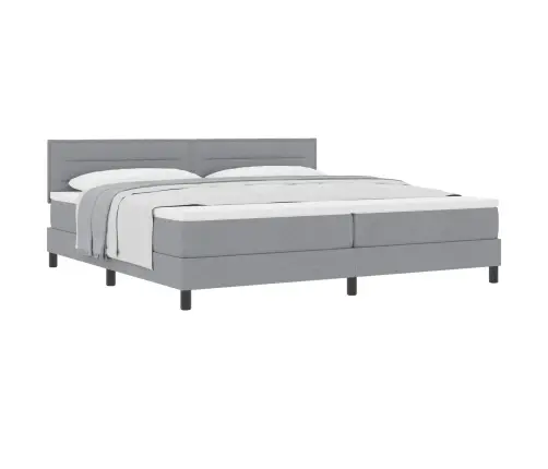 Kastītes Atsperu Gulta Gaiši Pelēks 200 X 200 Cm Audums Vidaxl