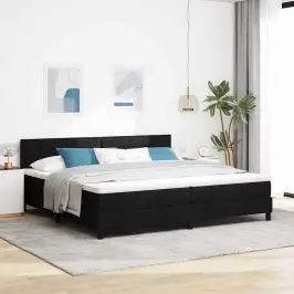 Spyruoklinė Lova Su Čiužiniu Juoda 200 X 200 Cm Audinys