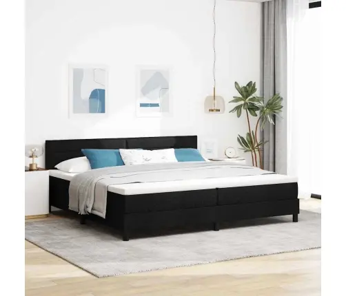Spyruoklinė Lova Su Čiužiniu Juoda 200 X 200 Cm Audinys