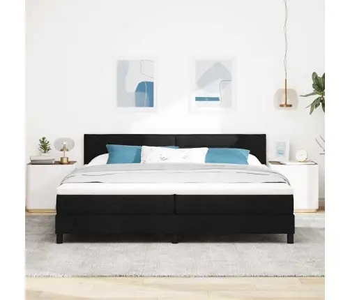 Spyruoklinė Lova Su Čiužiniu Juoda 200 X 200 Cm Audinys