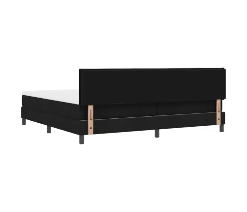 Spyruoklinė Lova Su Čiužiniu Juoda 200 X 200 Cm Audinys