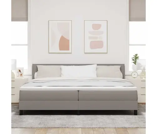 Kastītes Atsperu Gulta Pelēkbrūna 200 X 200 Cm Audums Vidaxl