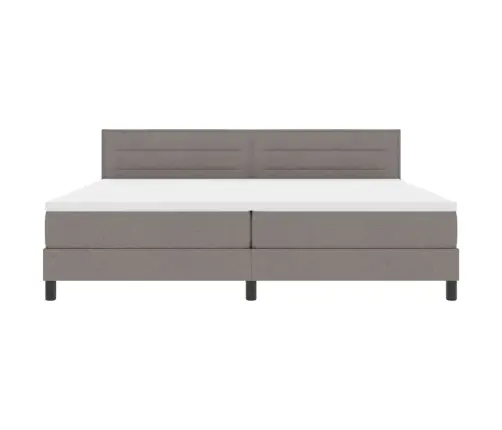 Kastītes Atsperu Gulta Pelēkbrūna 200 X 200 Cm Audums Vidaxl