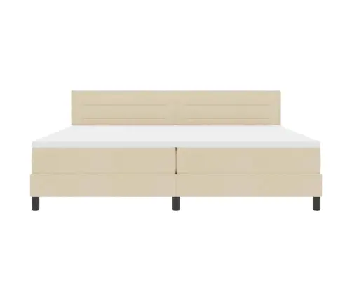 Gultas Pamatne Ar Matraču Krēmkrāsā 200X200 Cm Audums Vidaxl