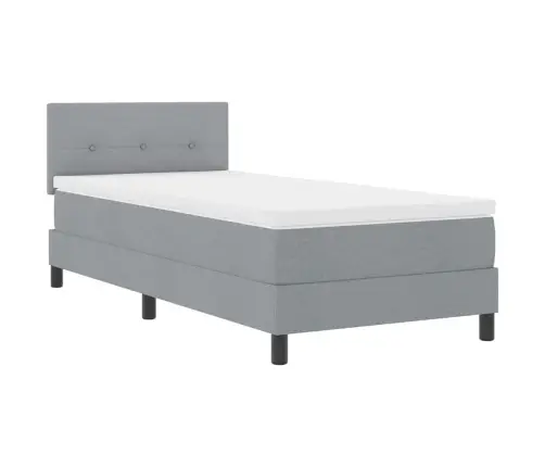 Kontinentālā Gulta Ar Matraci Gaiši Pelēks 80 X 200 Cm Audums Vidaxl