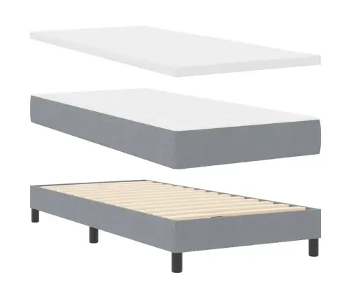 Kontinentālā Gulta Ar Matraci Gaiši Pelēks 80 X 200 Cm Audums Vidaxl