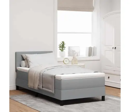 Kastes Gulta Ar Matraci Gaiši Pelēka 90X200 Cm Audums Vidaxl