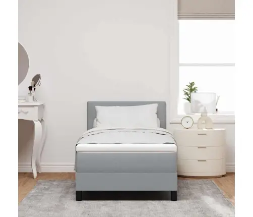 Kastes Gulta Ar Matraci Gaiši Pelēka 90X200 Cm Audums Vidaxl