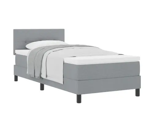 Kastes Gulta Ar Matraci Gaiši Pelēka 90X200 Cm Audums Vidaxl