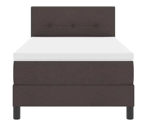 Kastītes Gulta Ar Matraci Tumši Brūns 100X200 Cm Audums Vidaxl