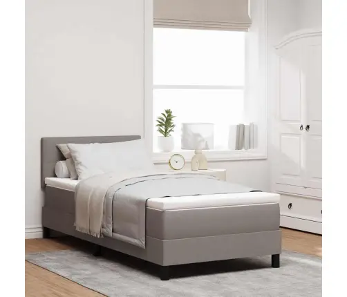 Kontinentālā Gulta Ar Matraci Pelēkbrūna 100 X 200 Cm Audums Vidaxl