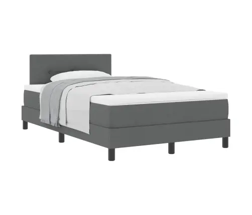 Kastītes Atsperu Gulta Ar Matraci Tumši Pelēka 120X190 Cm Audums Vidaxl