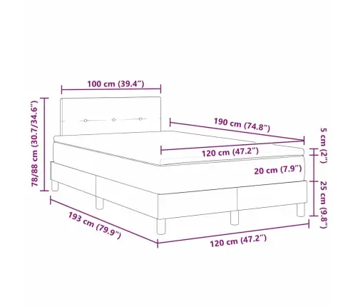 Kastes Atsperu Gulta Ar Matraci Melna 120X190 Cm Audums Vidaxl