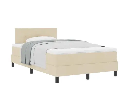 Kontinentālā Gulta Ar Matraci Krēmkrāsa 120 X 190 Cm Audums Vidaxl