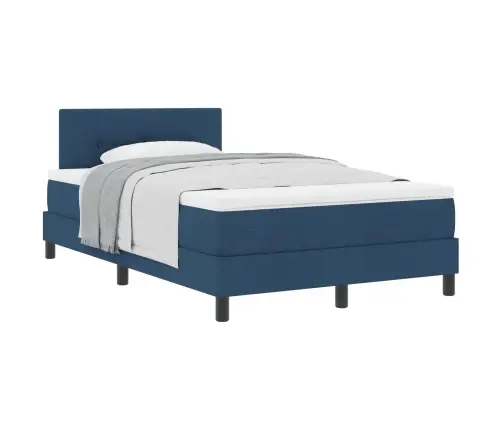 Kontinentālā Gulta Ar Matraci Tumši Zils 120 X 190 Cm Audums Vidaxl