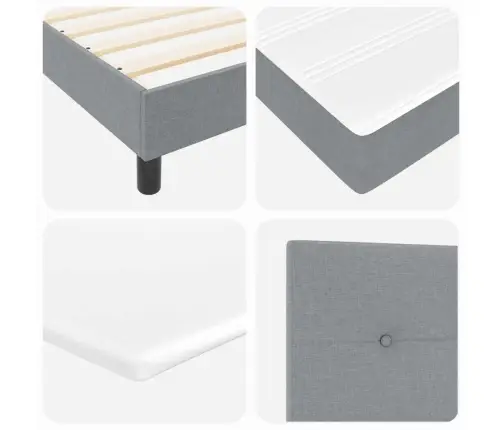 Kiemas Lova Su Čiužiniu Šviesiai Pilka 120 X 200 Cm Audinys