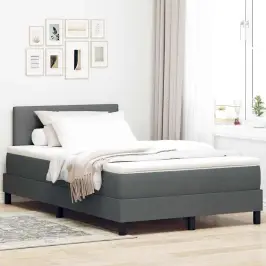 Kontinentālā Gulta Ar Matraci Tumši Pelēka 120 X 200 Cm Audums Vidaxl