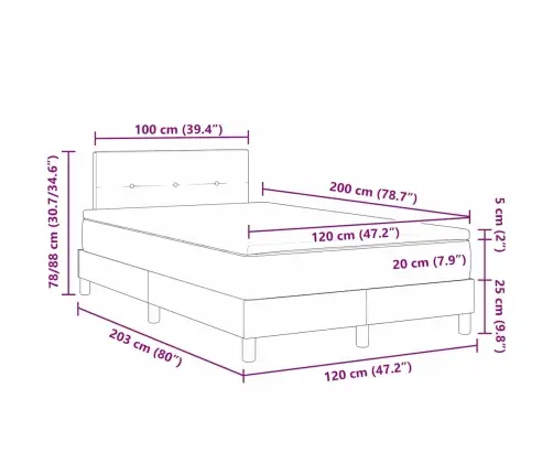 Gultas Pamats Ar Matraci Tumši Pelēks 120X200 Cm Audums Vidaxl