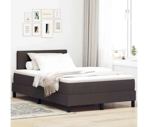 Kontinentālā Gulta Ar Matraci Tumši Brūna 120 X 200 Cm Audums Vidaxl