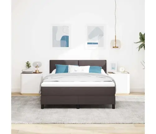 Kastītes Atsperu Gulta Tumši Brūna 140 X 200 Cm Audums Vidaxl