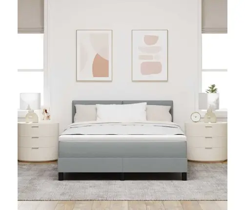 Kastītes Atsperu Gulta Gaiši Pelēks 160 X 200 Cm Audums Vidaxl