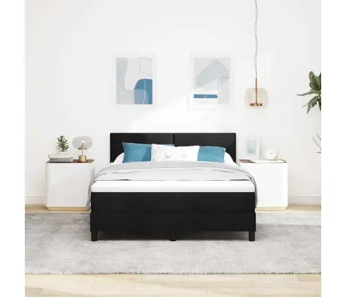 Kontinentālā Gulta Ar Matraci Melna 160 X 200 Cm Audums Vidaxl